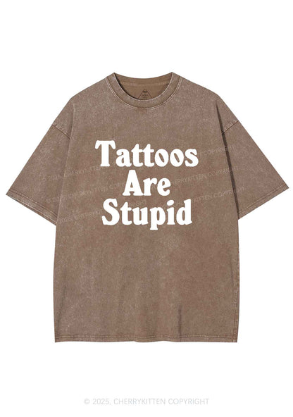 Tattoos Are Stupid Y2K Washed Tee Cherrykitten