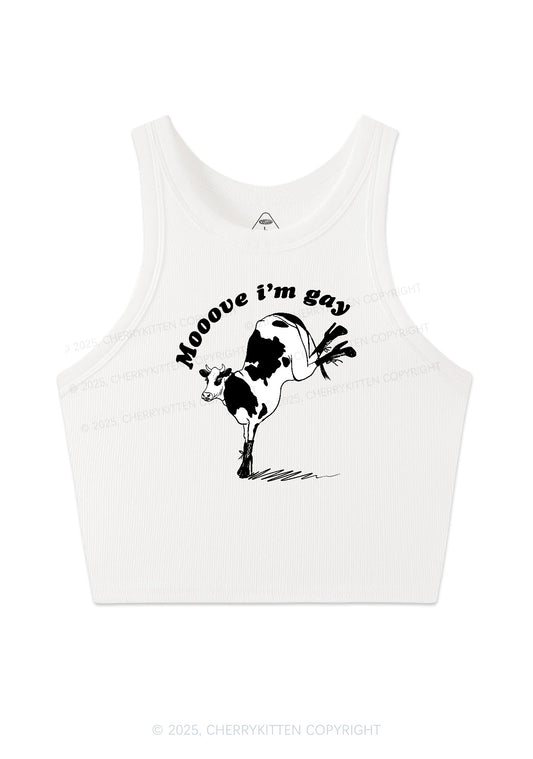 Mooove Im Gay Y2K Crop Tank Top Cherrykitten