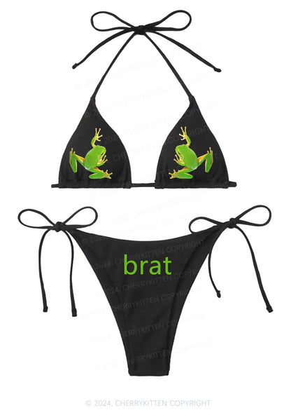 Frog Brat Y2K Halter Triangle Bikini Set Cherrykitten