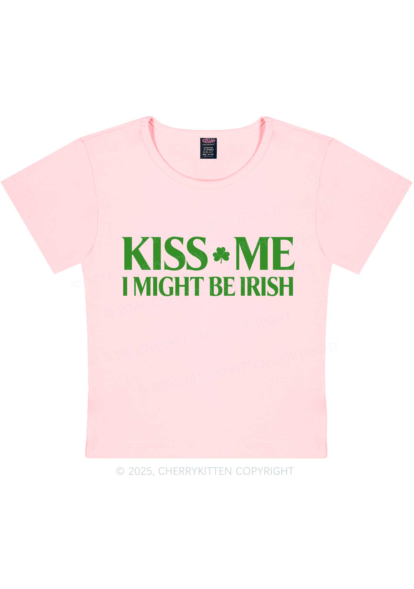 Kiss Me St Patricks Y2K Baby Tee Cherrykitten