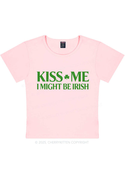 Kiss Me St Patricks Y2K Baby Tee Cherrykitten