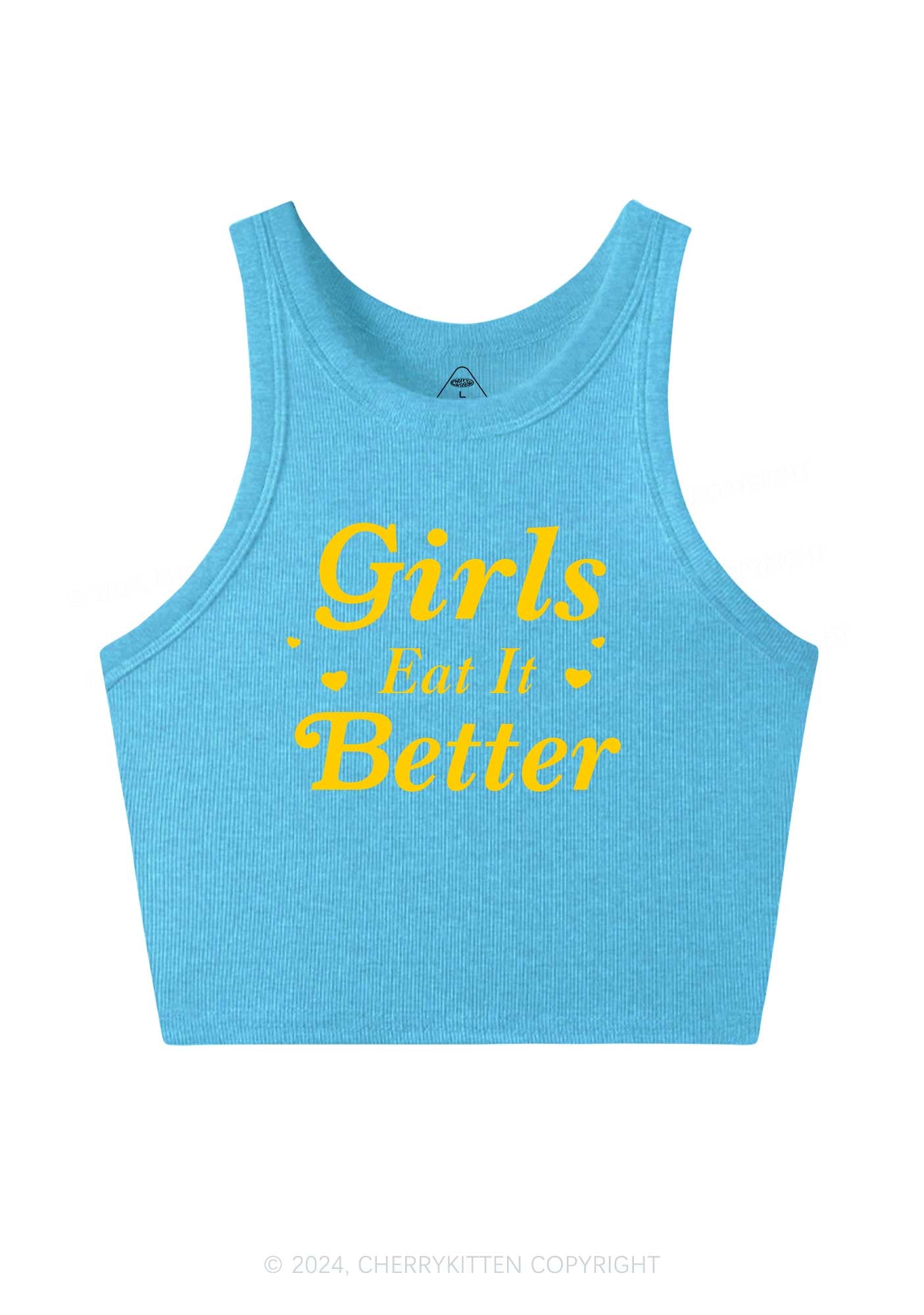 Girls Eat Better Y2K Crop Tank Top Cherrykitten