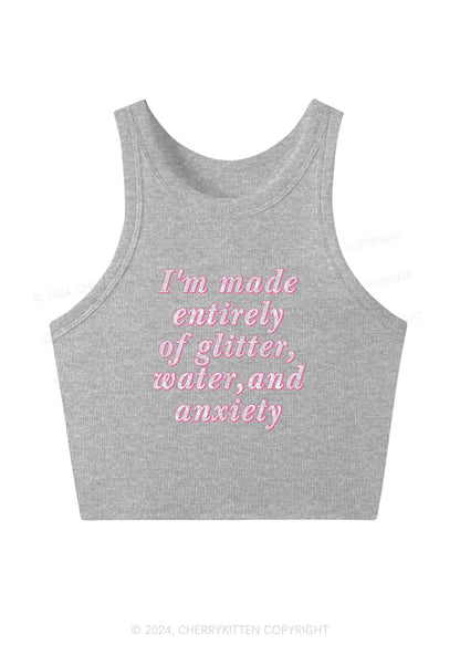 Glitter Water And Anxiety Y2K Crop Tank Top Cherrykitten