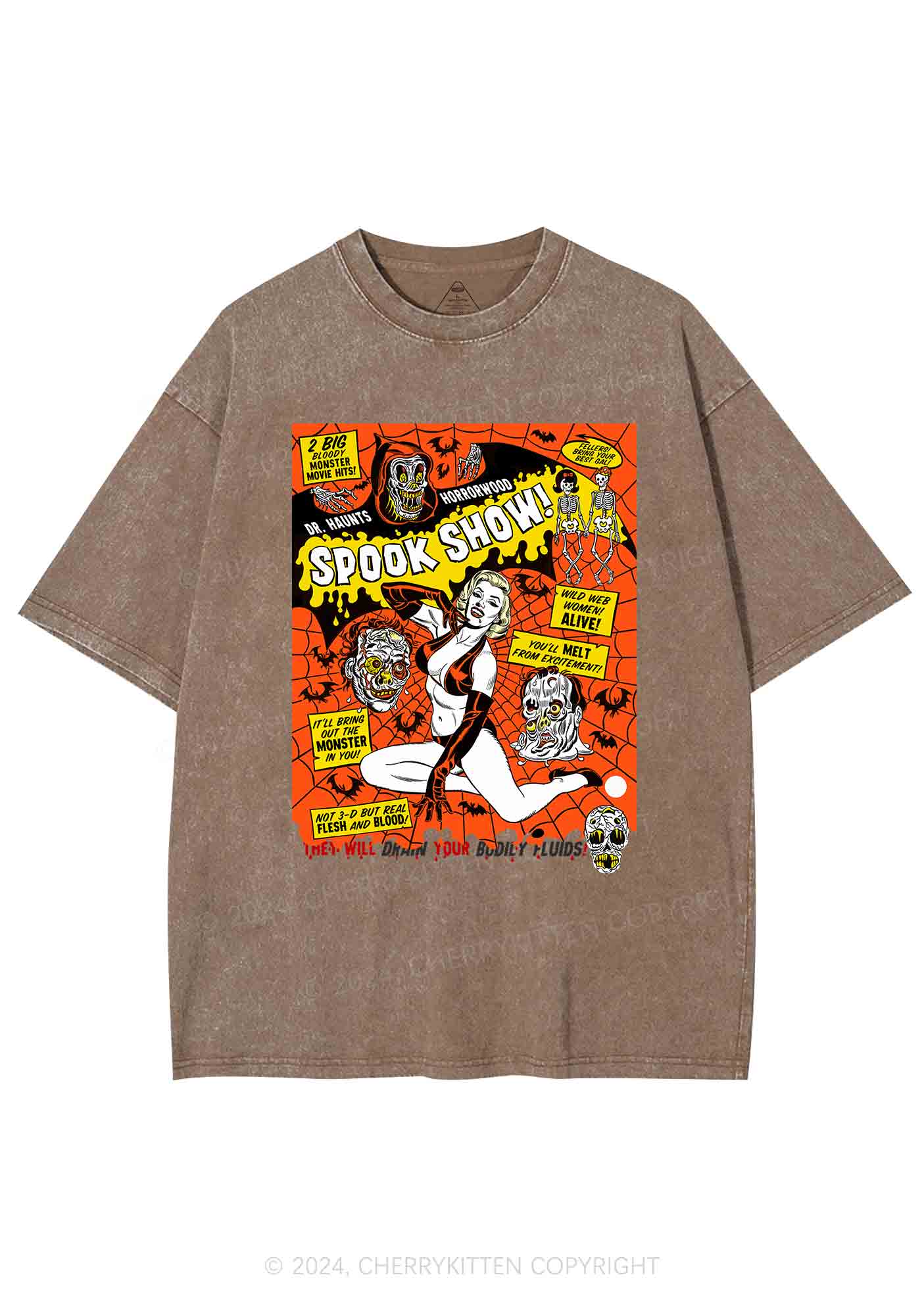 Halloween Blonde Spook Show Y2K Washed Tee Cherrykitten