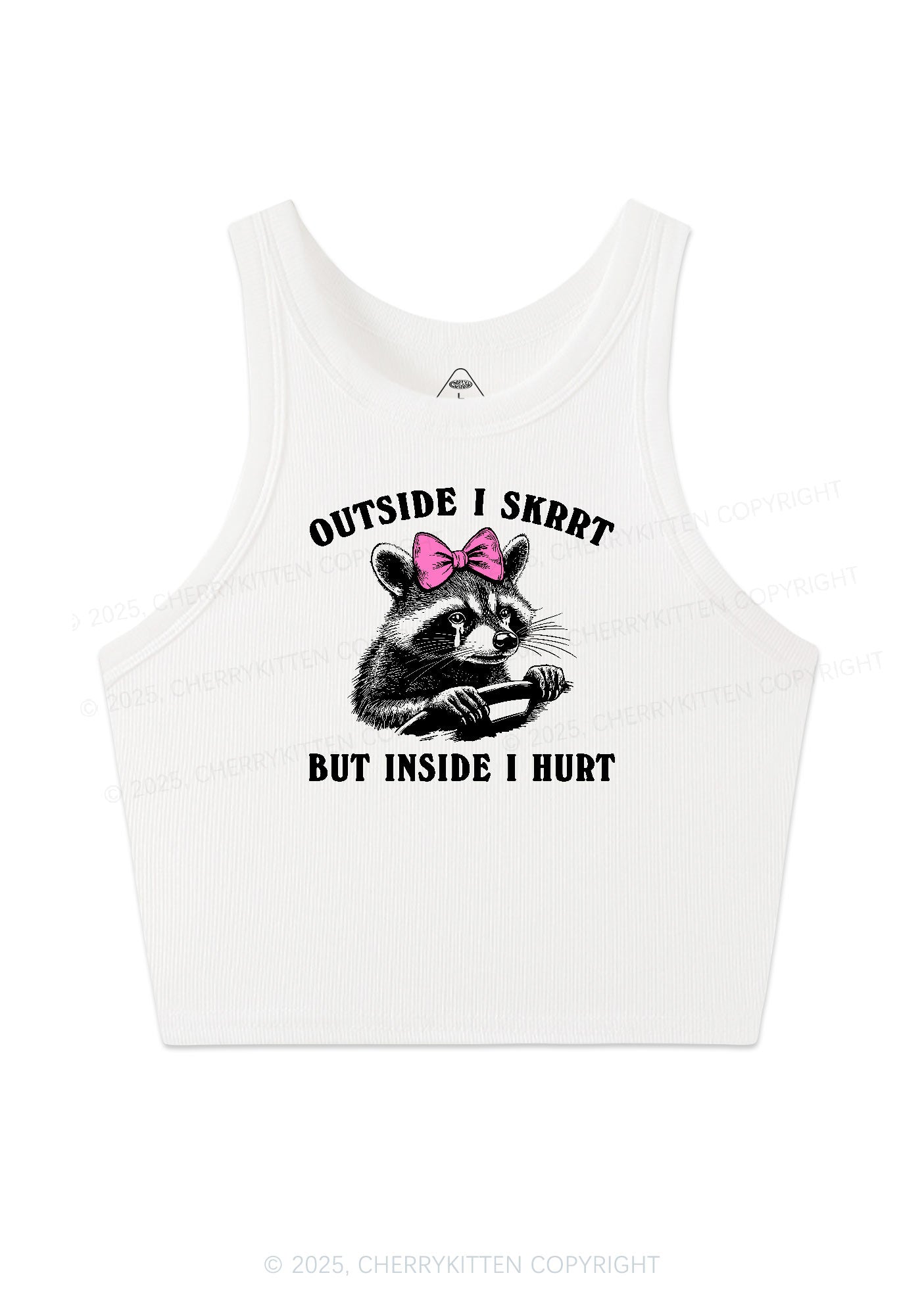 Outside I Skrrt Raccoon Y2K Crop Tank Top Cherrykitten