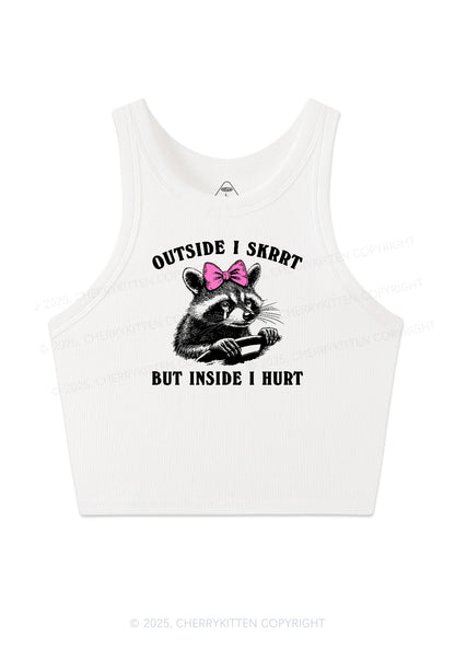 Outside I Skrrt Raccoon Y2K Crop Tank Top Cherrykitten