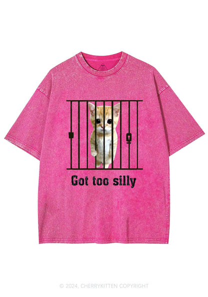 Got Too Silly Cat Y2K Washed Tee Cherrykitten