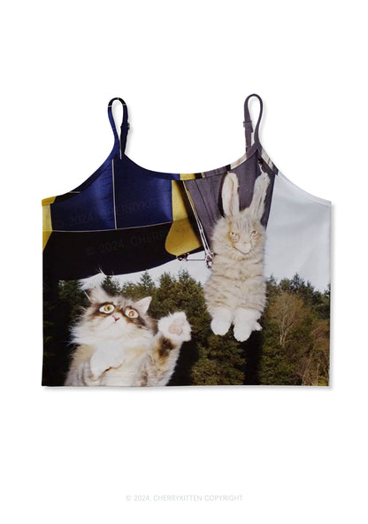 Kitten Camping Y2K Print Cami Crop Top Cherrykitten