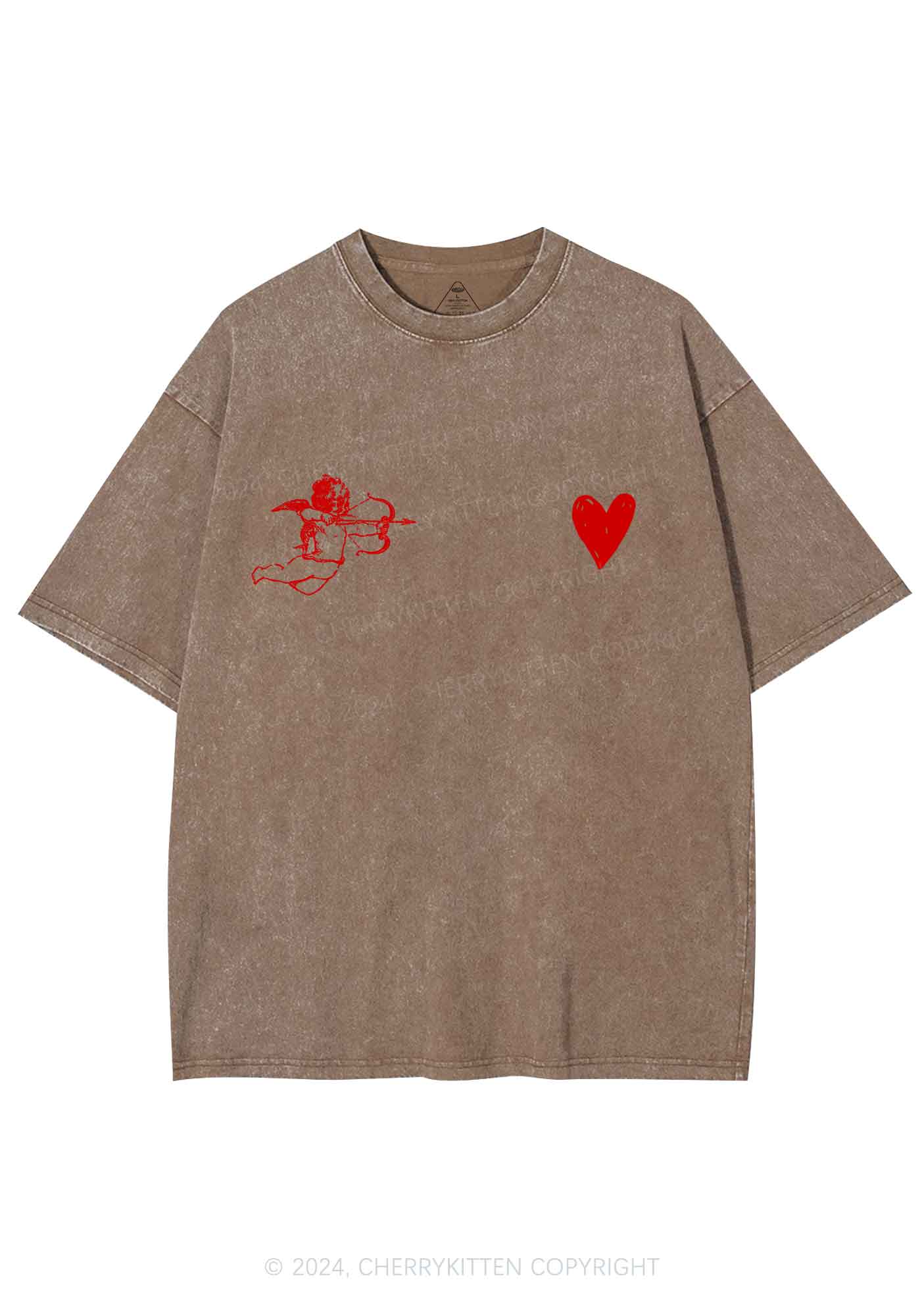 Cupid Red Heart Y2K Valentine's Day Washed Tee Cherrykitten