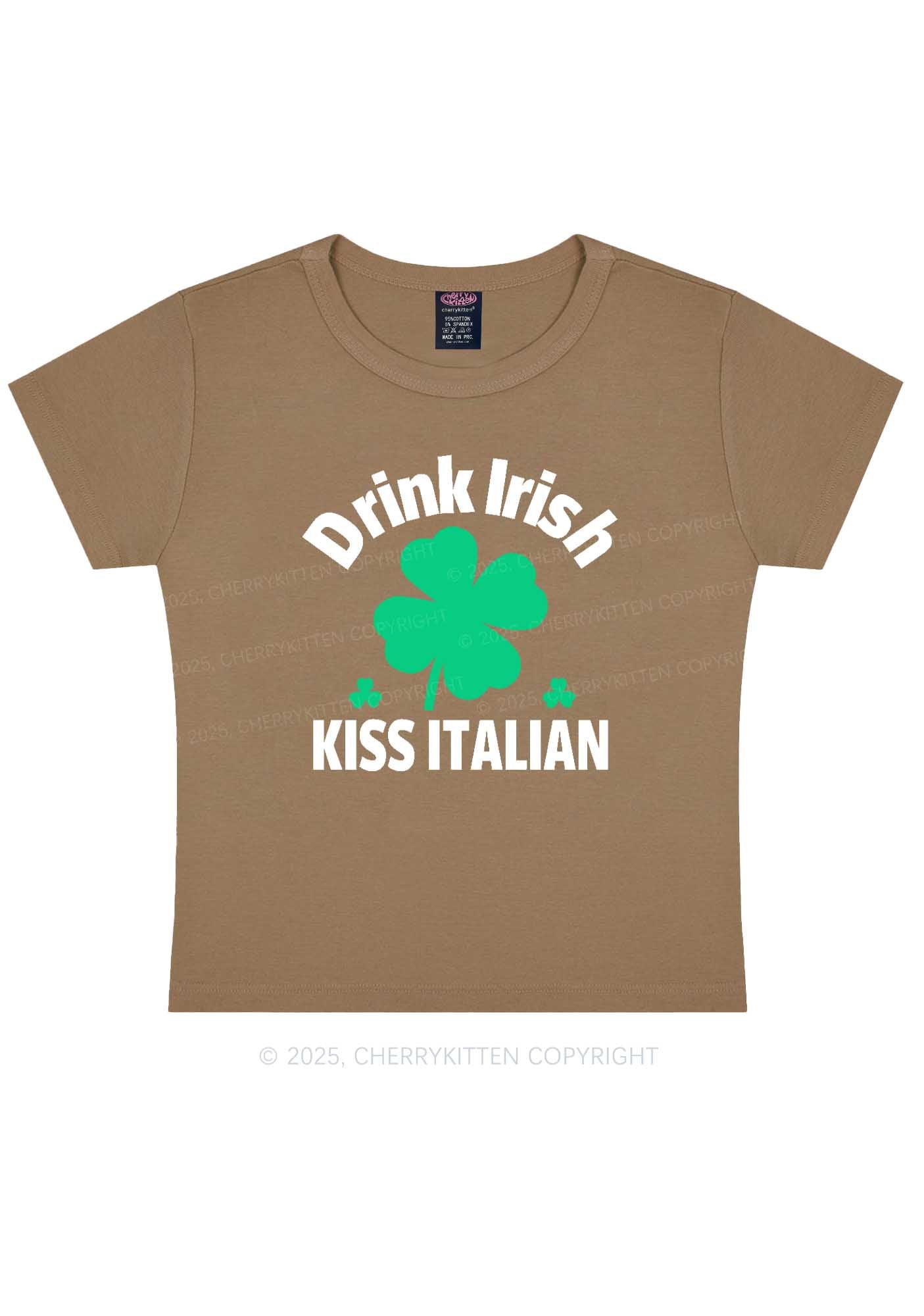 Drink Irish Kiss Italian St Patricks Y2K Baby Tee Cherrykitten