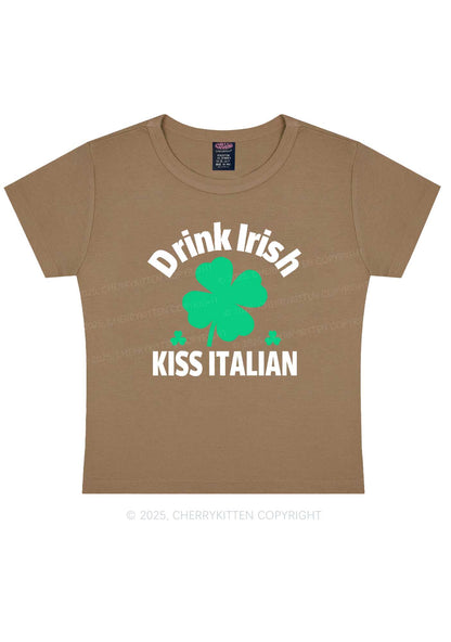 Drink Irish Kiss Italian St Patricks Y2K Baby Tee Cherrykitten