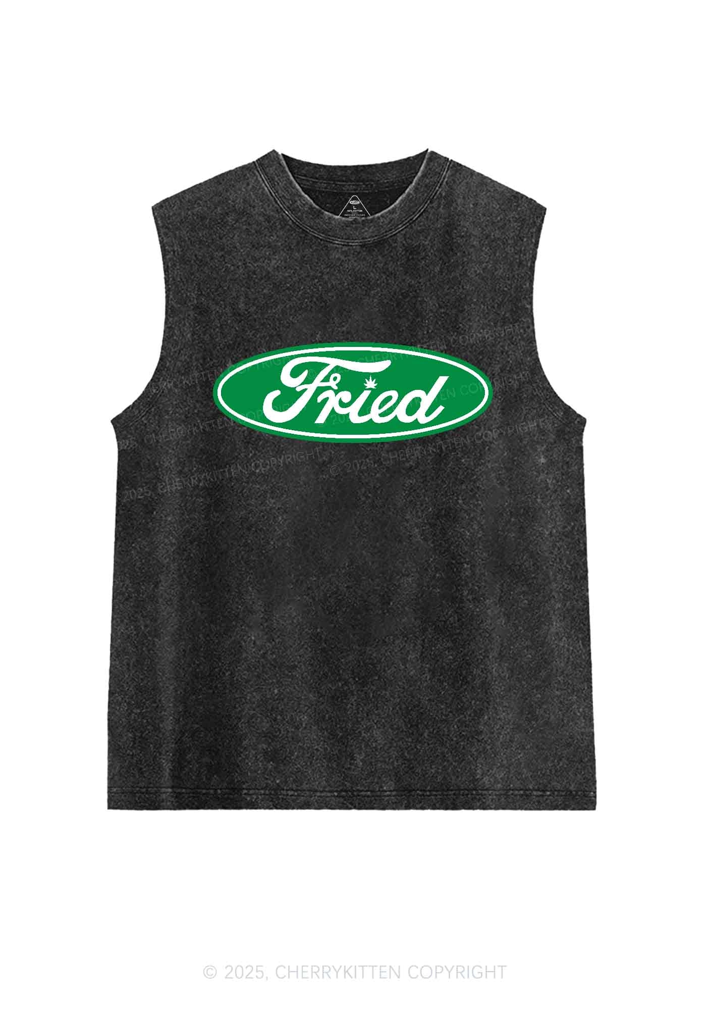 Green Fried Y2K Washed Tank Cherrykitten