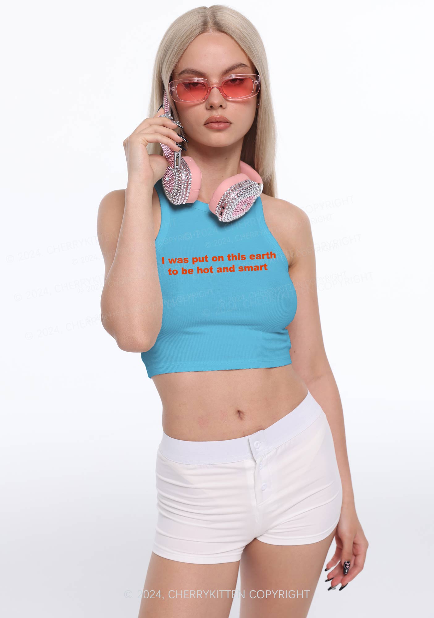 Hot And Smart Y2K Crop Tank Top Cherrykitten