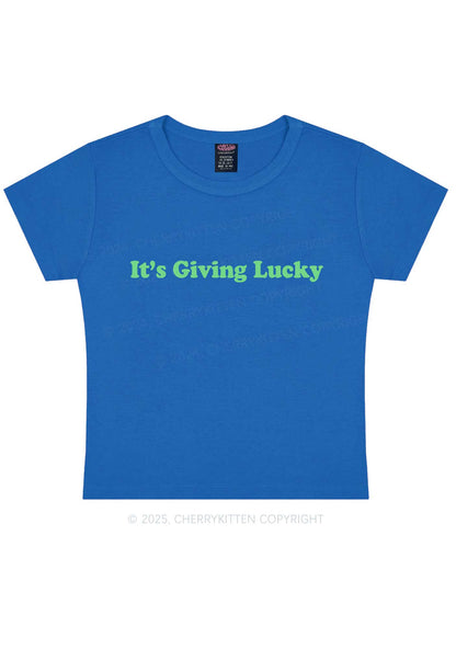 Its Giving Lucky St Patricks Y2K Baby Tee Cherrykitten