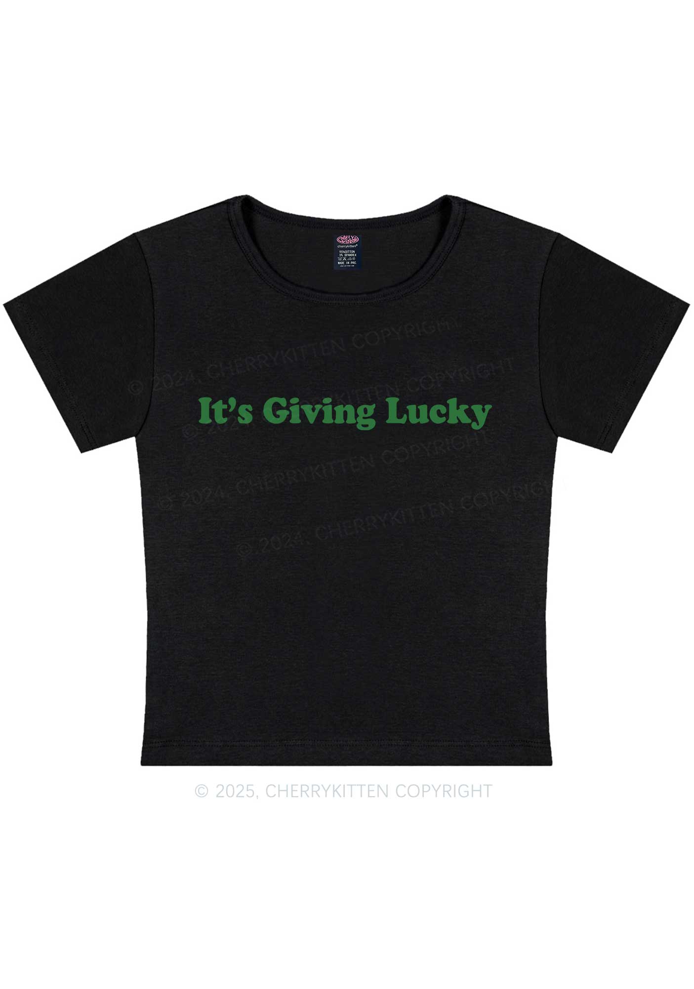 Its Giving Lucky St Patricks Y2K Baby Tee Cherrykitten