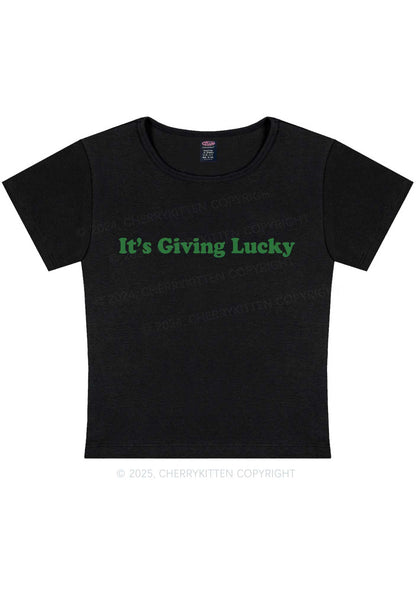 Its Giving Lucky St Patricks Y2K Baby Tee Cherrykitten