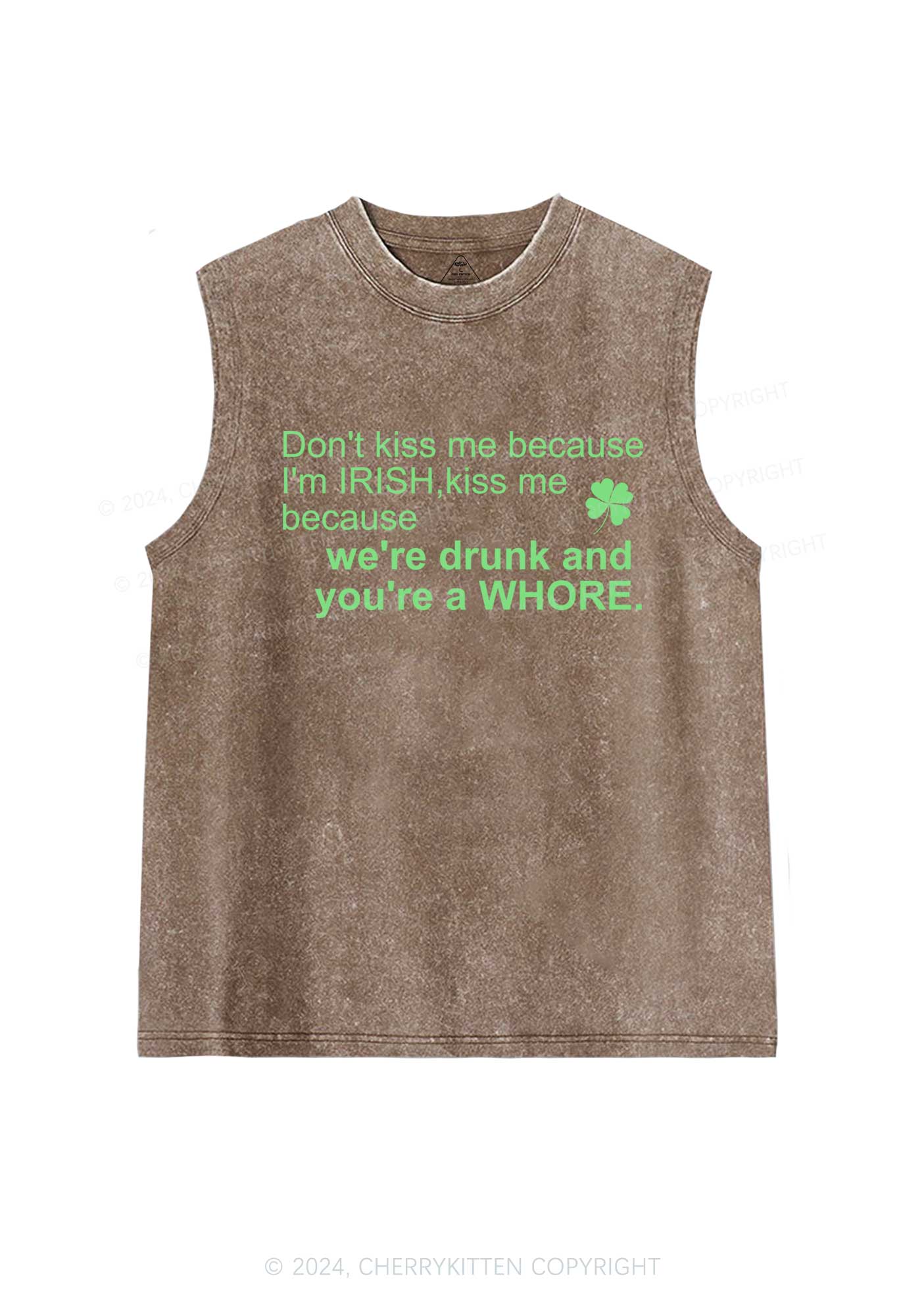 Drunk And Hore St Patricks Y2K Washed Tank Cherrykitten