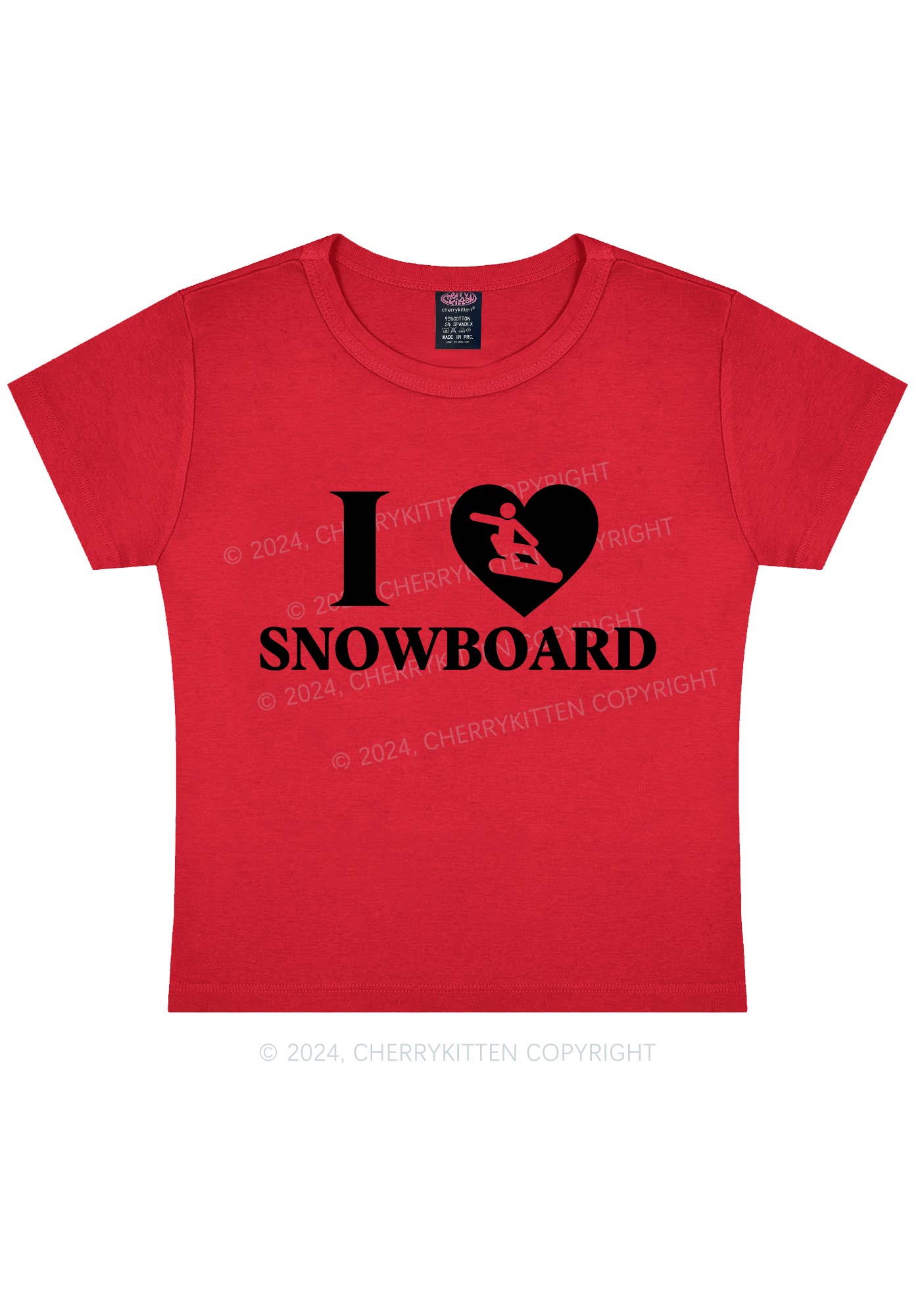 I Love Snowboard Y2K Baby Tee Cherrykitten