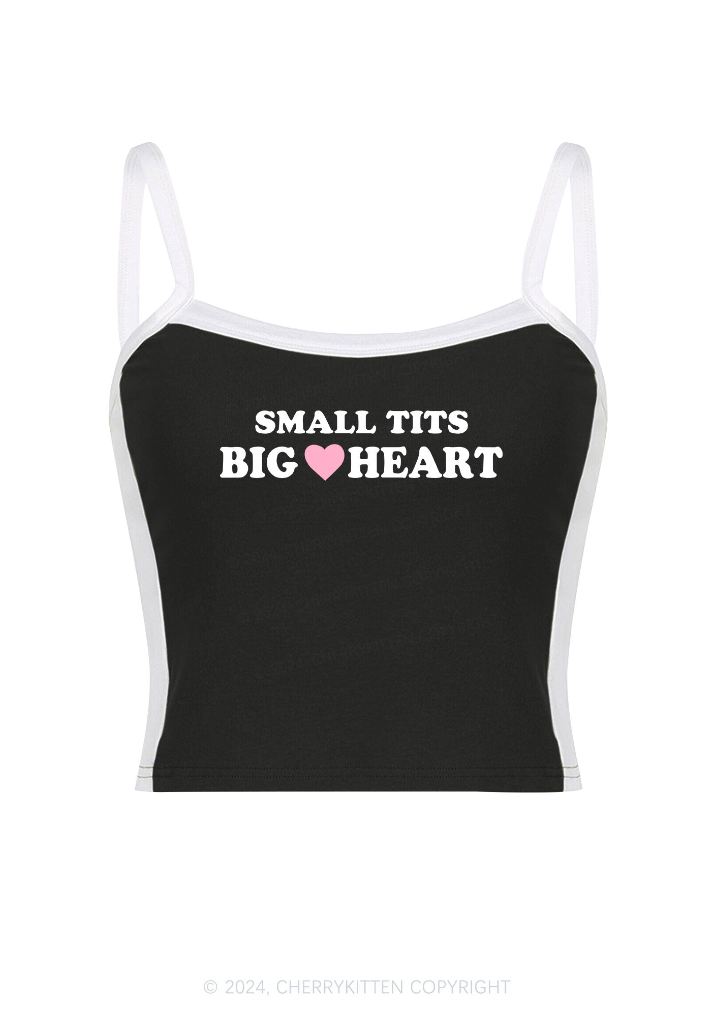 Small But Big Heart Y2K Color Block Crop Cami Top Cherrykitten