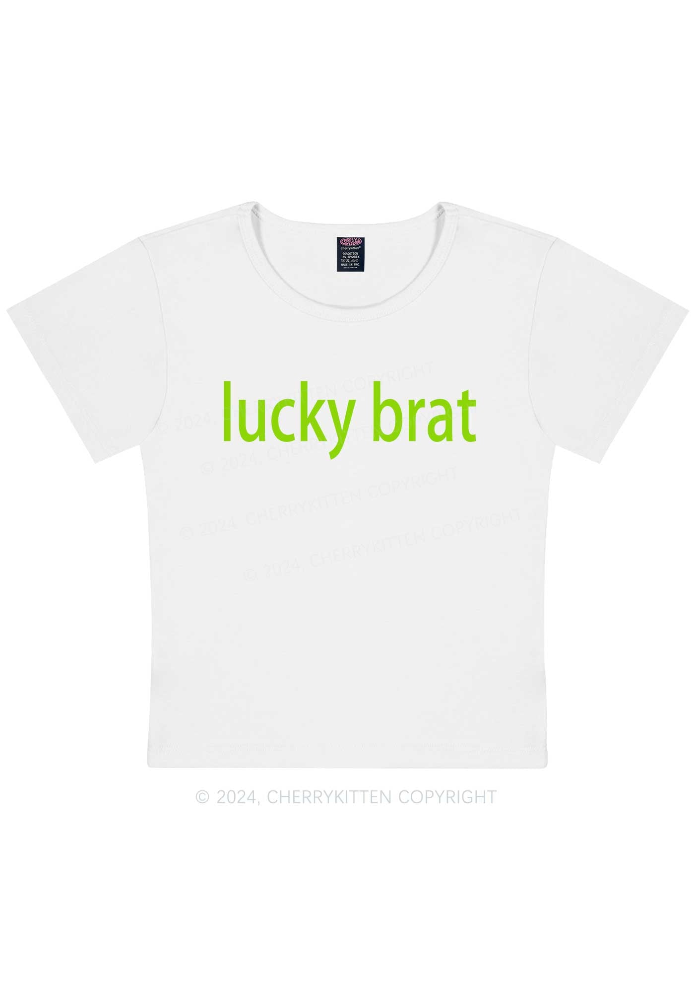 Lucky Brat St Patricks Y2K Baby Tee Cherrykitten