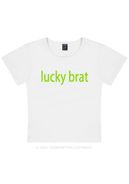 Lucky Brat St Patricks Y2K Baby Tee Cherrykitten