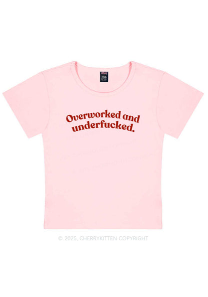 Overworked And Underfxcked Y2K Baby Tee Cherrykitten