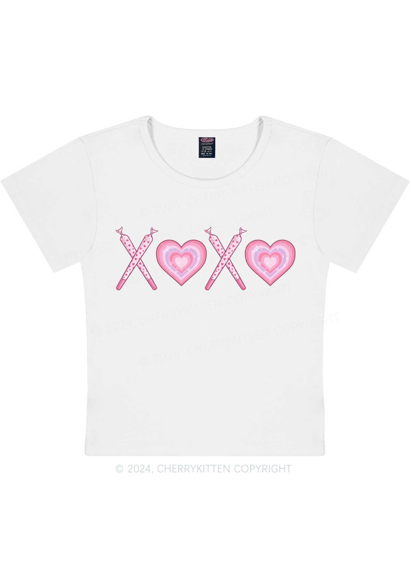 XOXO Heart Y2K Valentine's Day Baby Tee Cherrykitten