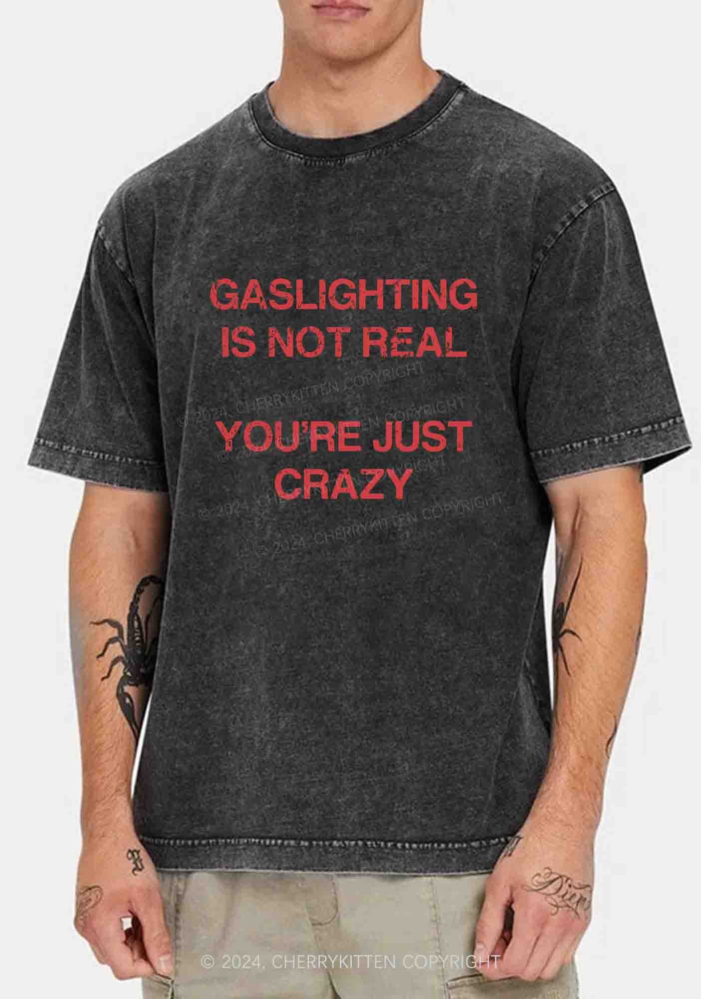 Gaslighting Not Real Y2K Washed Tee Cherrykitten