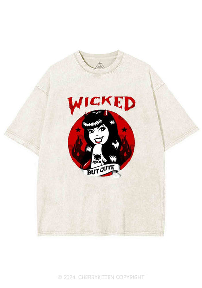 Halloween Wicked But Cute Y2K Washed Tee Cherrykitten