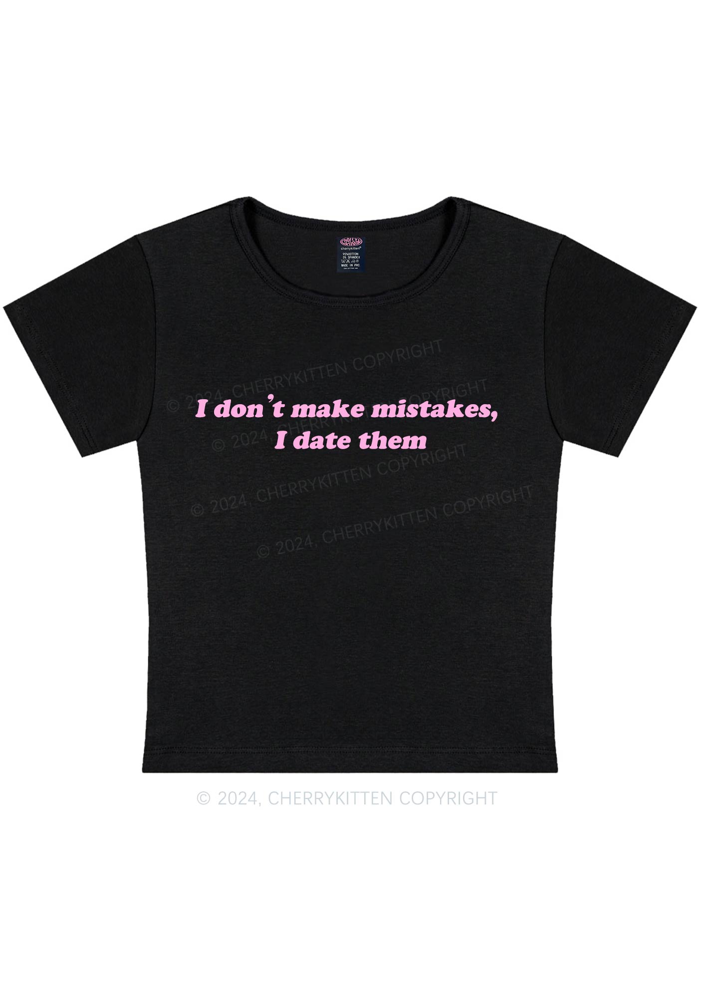 Curvy I Don't Make Mistakes Y2K Baby Tee Cherrykitten