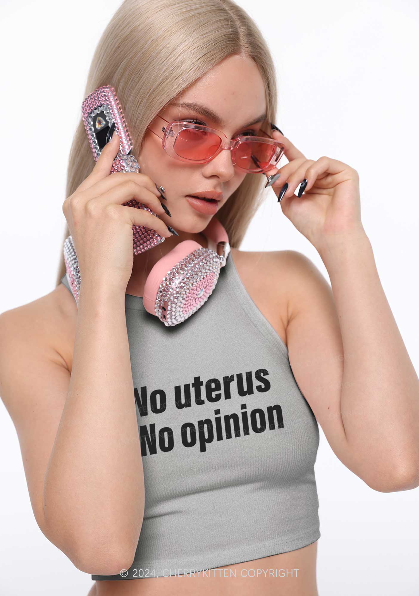 No Uterus No Opinion Y2K Crop Tank Top Cherrykitten