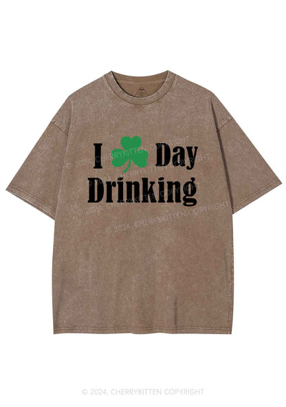 I Love Day Drinking St Patricks Y2K Washed Tee Cherrykitten