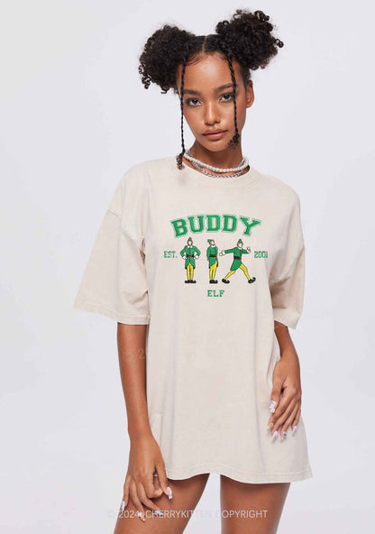 Christmas Elf Buddy Y2K Washed Tee Cherrykitten