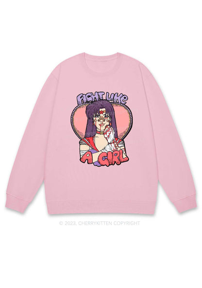 Purple Hair Girl Y2K Sweatshirt Cherrykitten