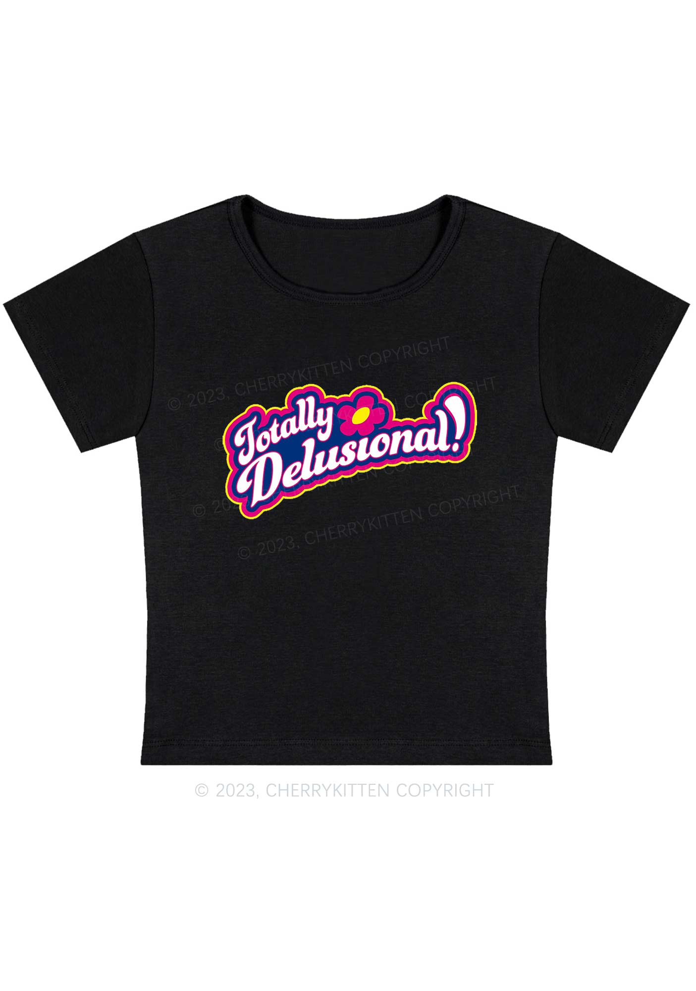 Curvy Totally Delusional Y2K Baby Tee Cherrykitten