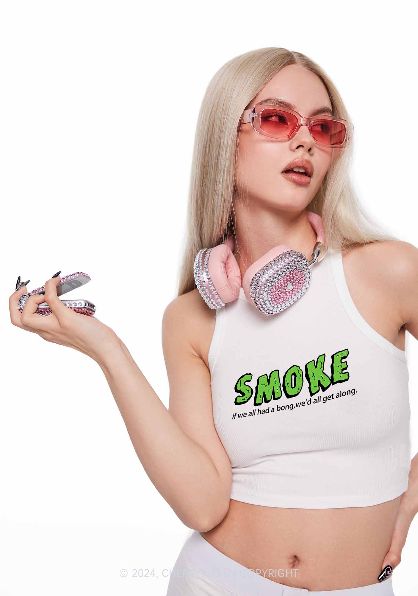 Smoke Get Along Y2K Crop Tank Top Cherrykitten