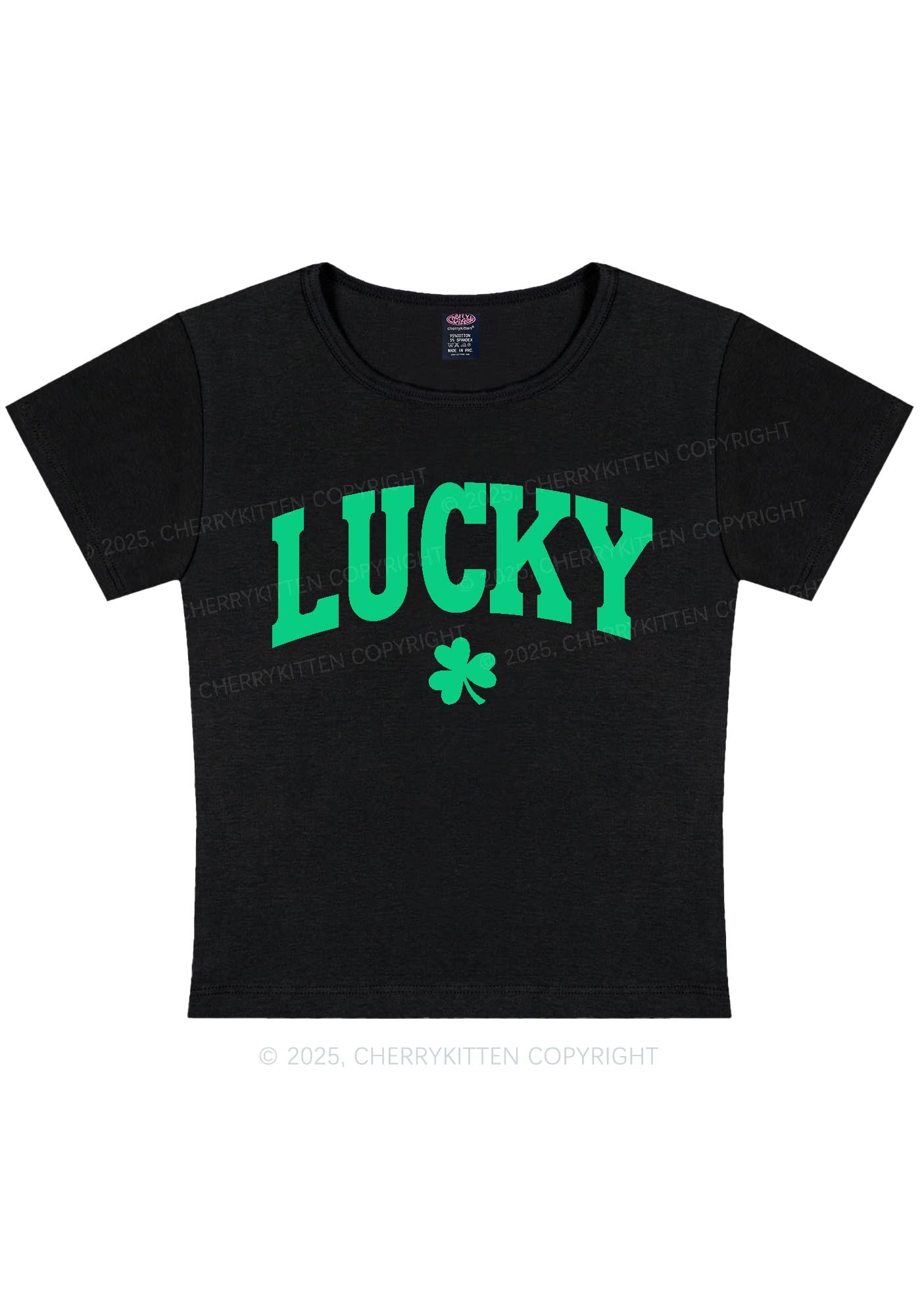 Lucky Shamrock St Patricks Y2K Baby Tee Cherrykitten