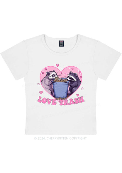 Love Trash Raccoon Y2K Valentine's Day Baby Tee Cherrykitten