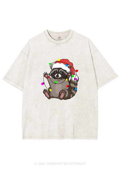 Christmas Raccoon Y2K Washed Tee Cherrykitten