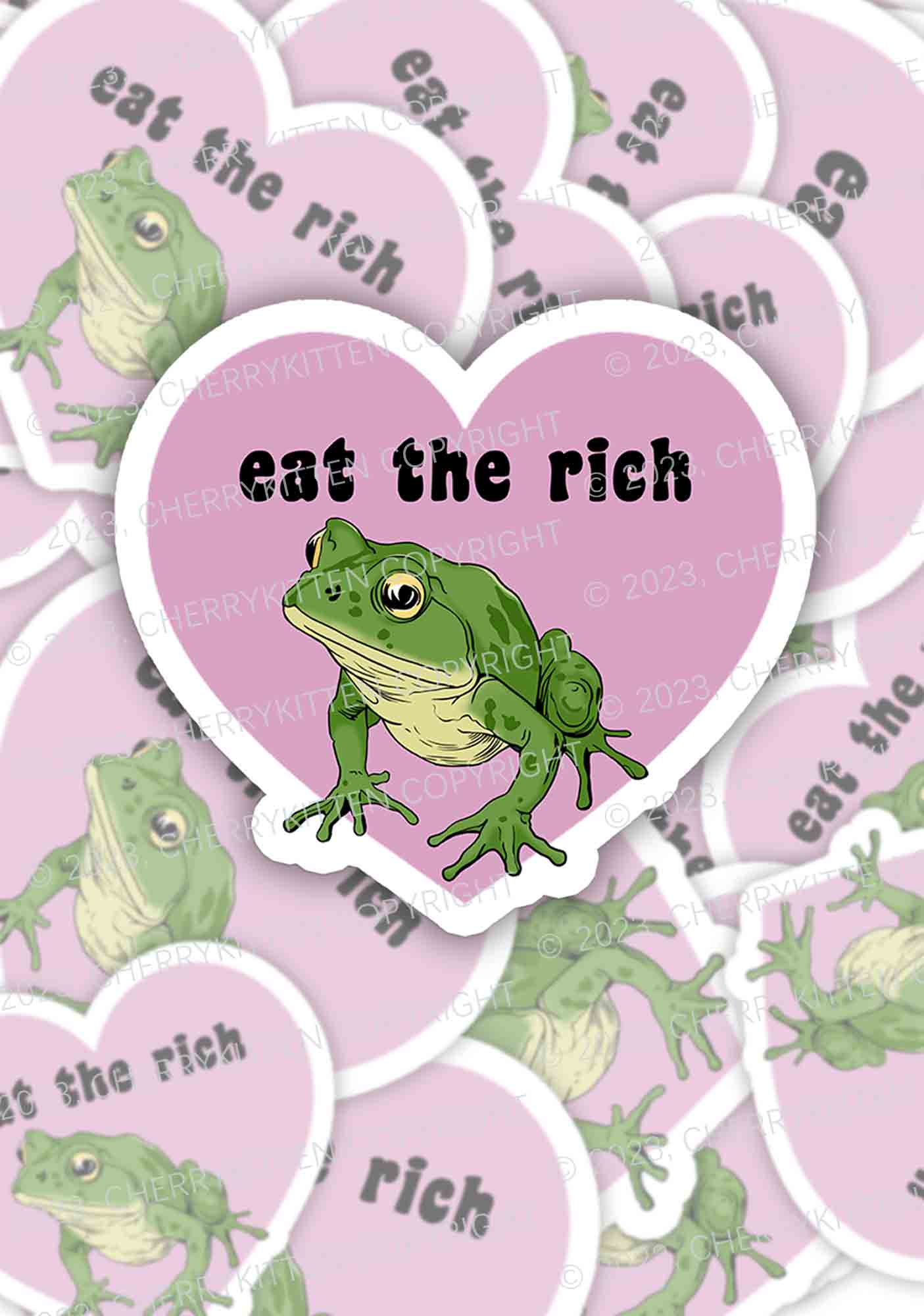 Eat The Rich Frog 1Pc Y2K Sticker Cherrykitten