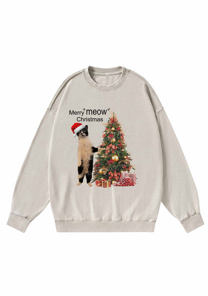 Merry Meow Christmas Y2K Washed Sweatshirts Cherrykitten