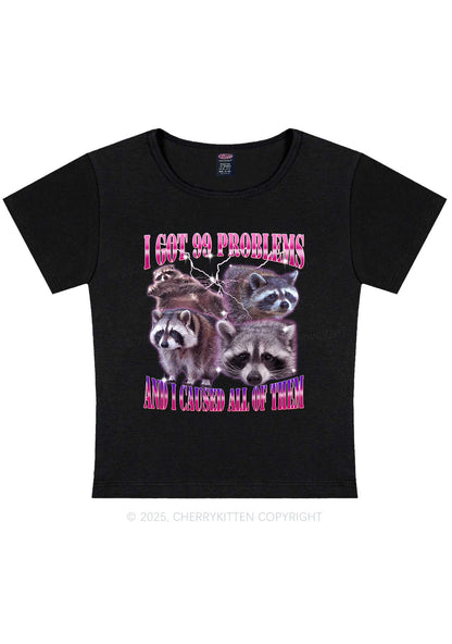 Raccoon Got Problems Y2K Baby Tee Cherrykitten