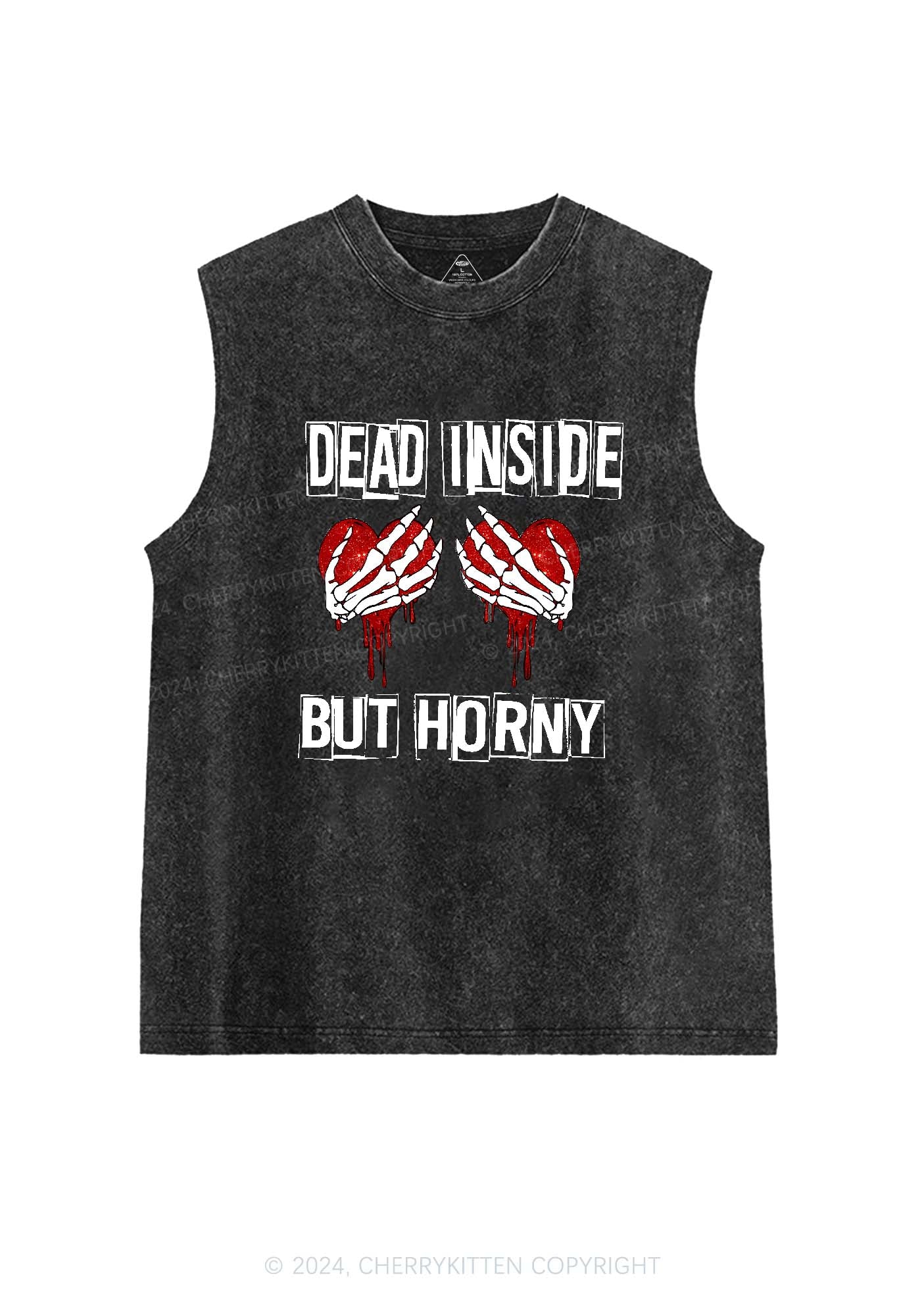 Dead Inside But Hxrny Y2K Valentine's Day Washed Tank Cherrykitten