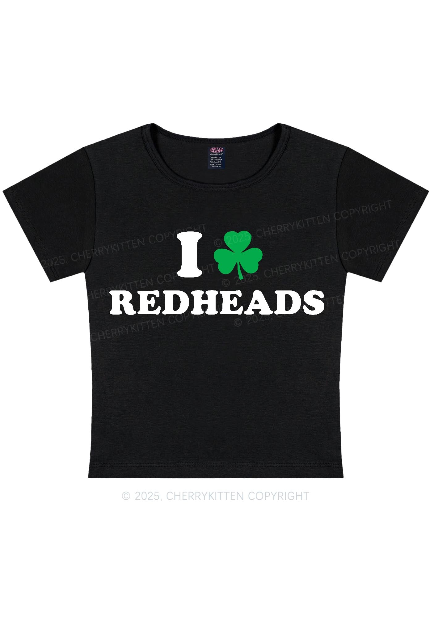 I Love Redheads St Patricks Y2K Baby Tee Cherrykitten