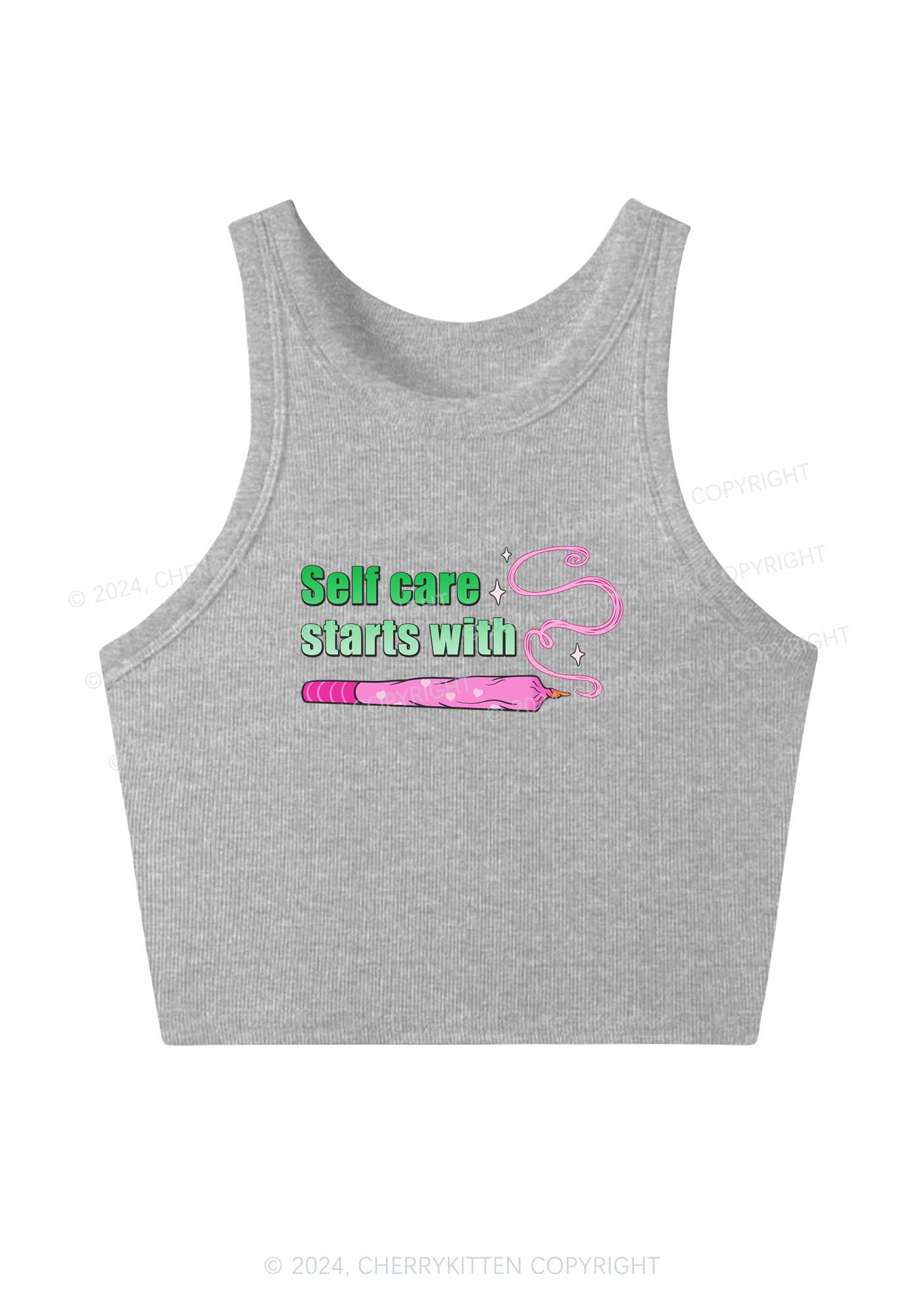 Self Care Starts Y2K Crop Tank Top Cherrykitten