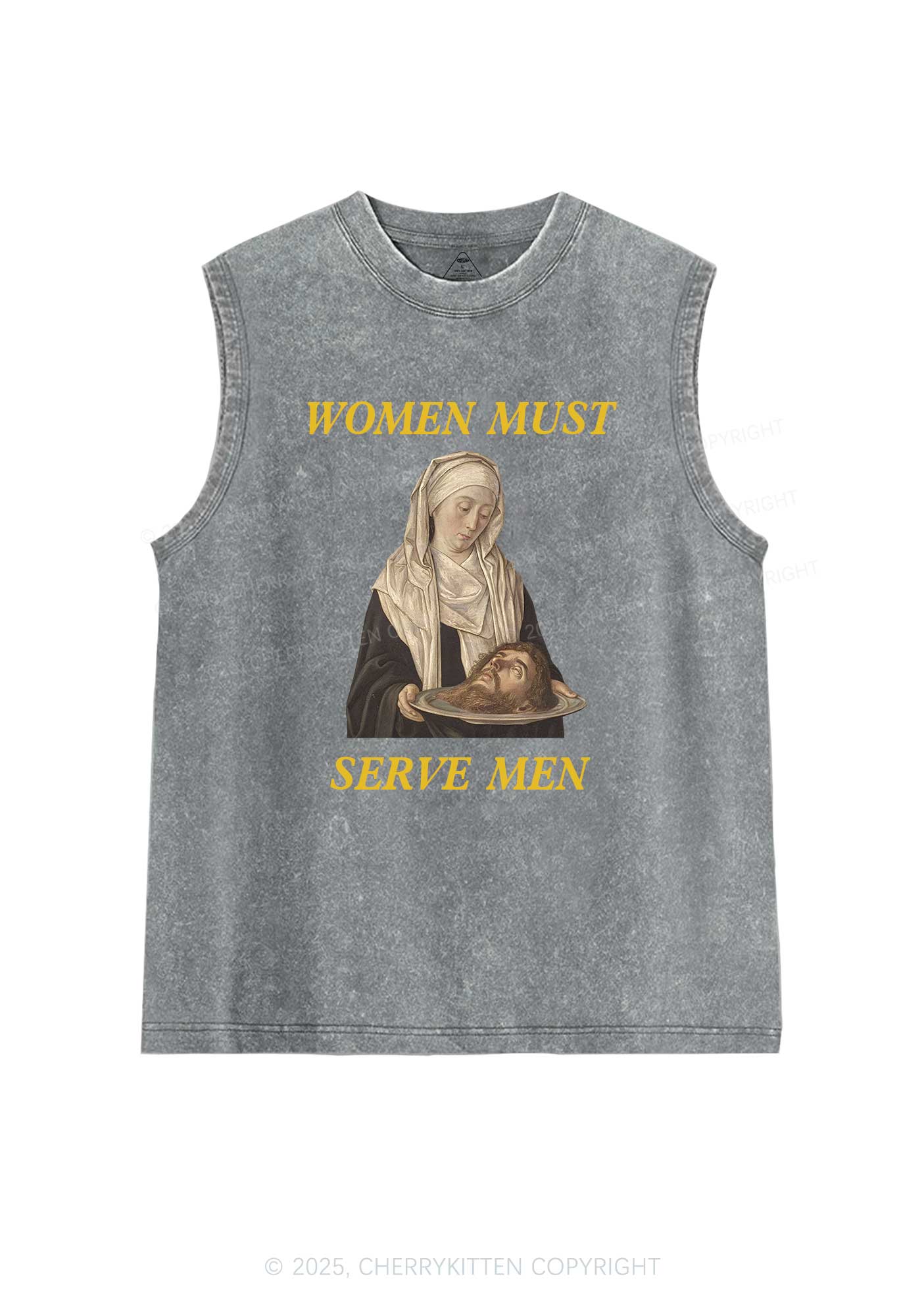 Women Must Serve Men Y2K Washed Tank Cherrykitten