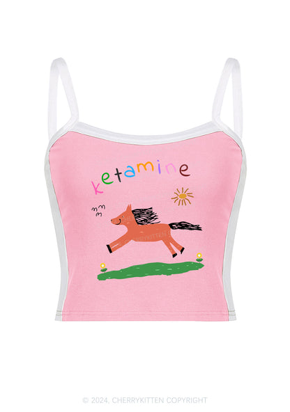 Orange Pony Y2K Color Block Crop Cami Top Cherrykitten