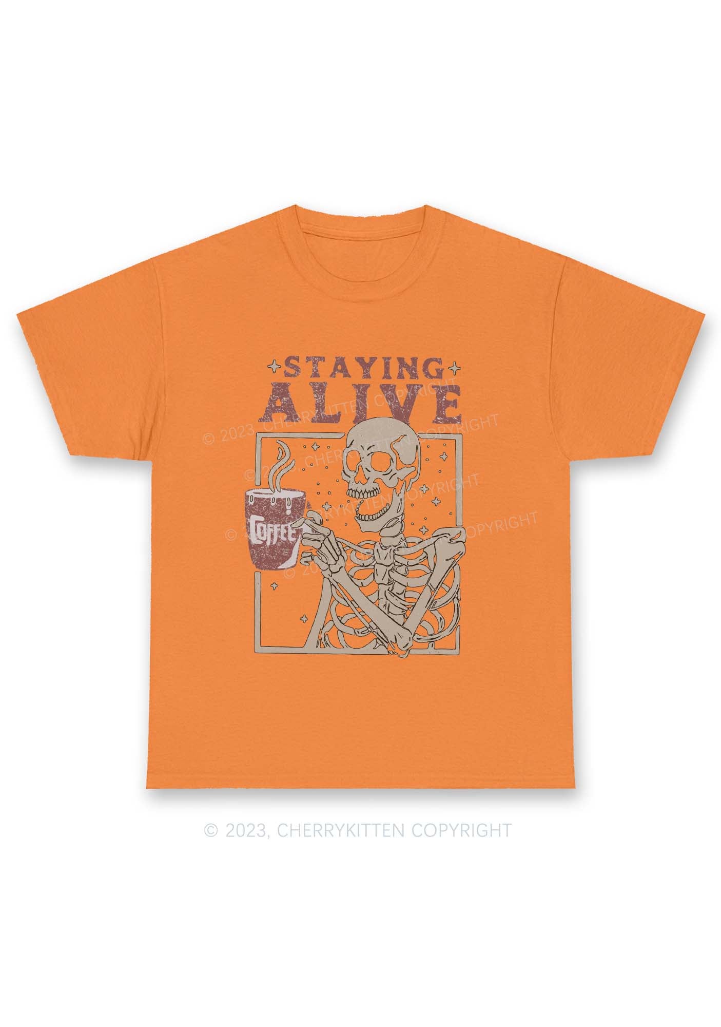 Staying Alive Skeleton Halloween Y2K Chunky Shirt Cherrykitten