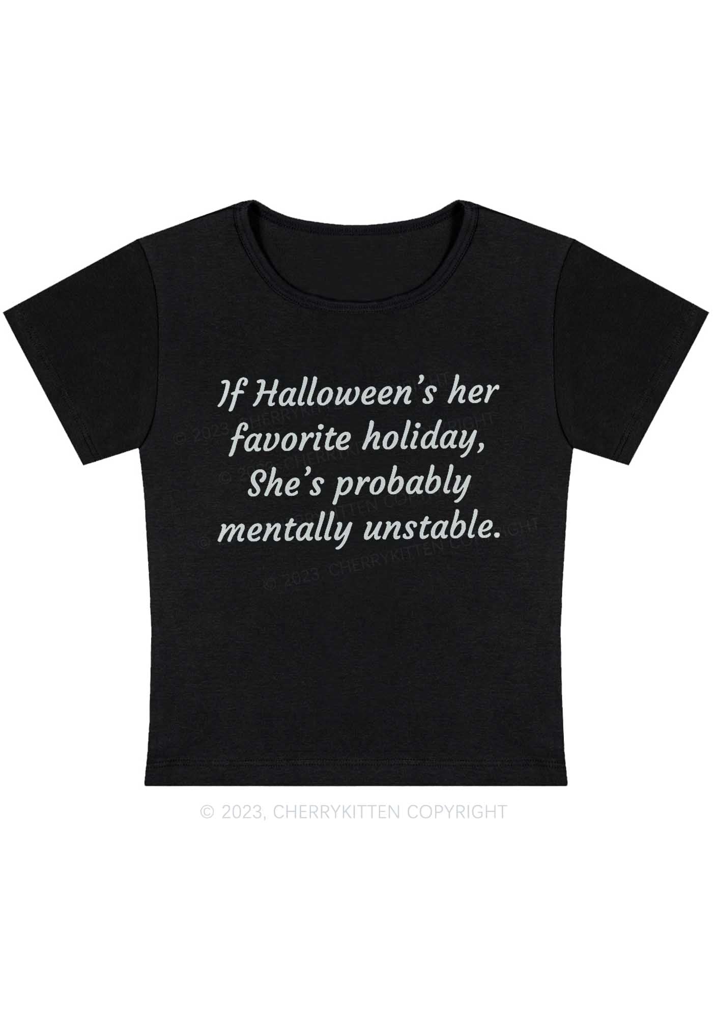 Halloween's Her Favorite Holiday Y2K Baby Tee Cherrykitten