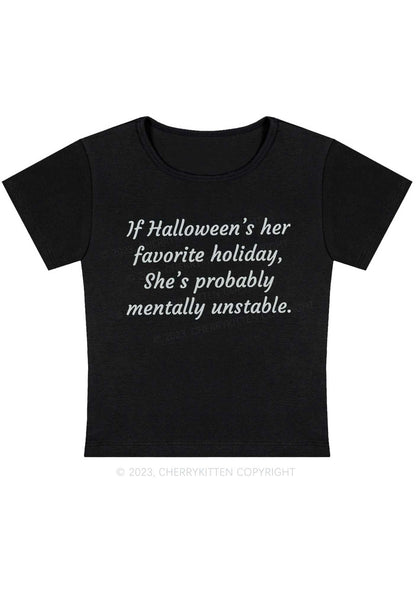 Halloween's Her Favorite Holiday Y2K Baby Tee Cherrykitten